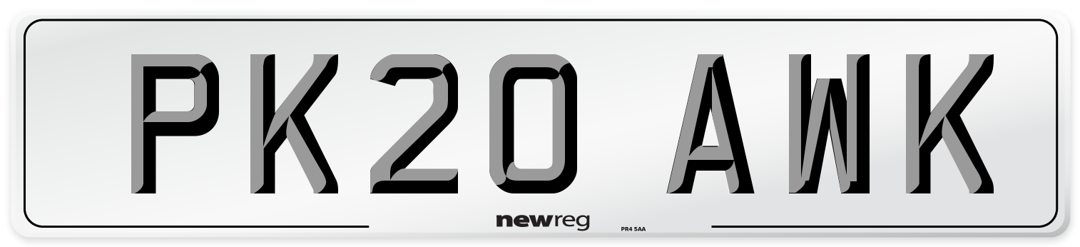 PK20 AWK Number Plate from New Reg
